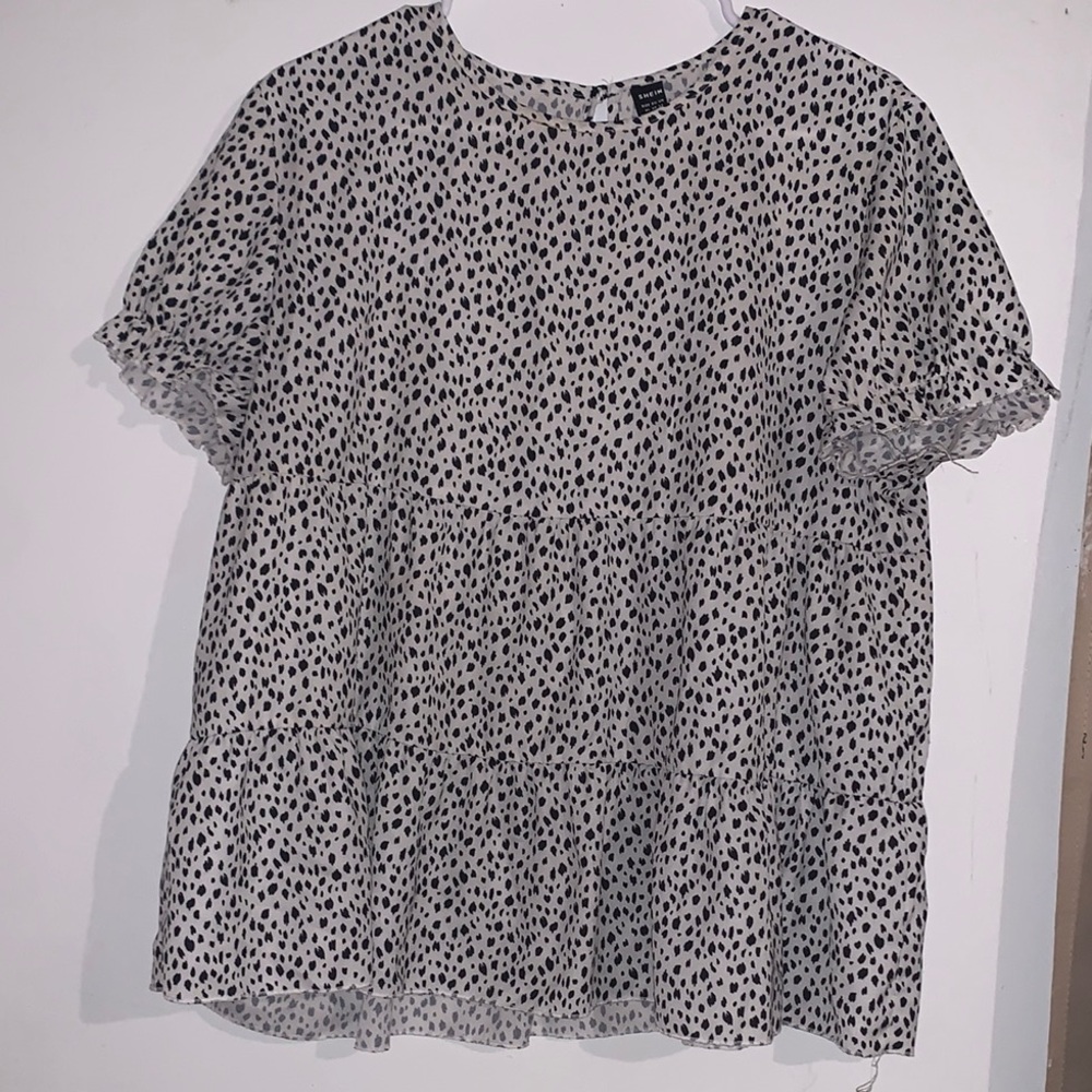 SHEIN Black and White Short Sleeve Boxy Blouse